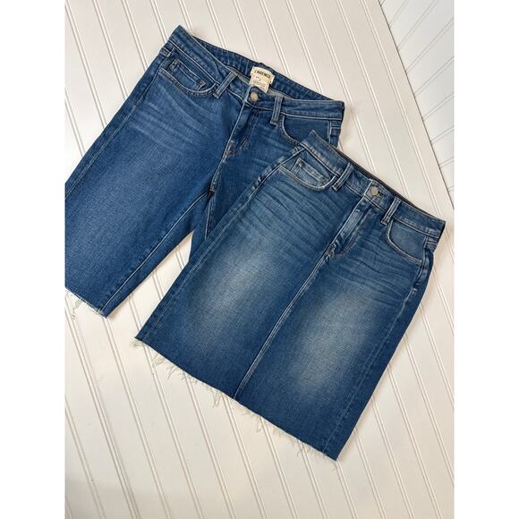 NWOT L’AGENCE Blue Bermuda Denim Shorts & Straight Skirt Womens Bundle Size 25 - Picture 1 of 11